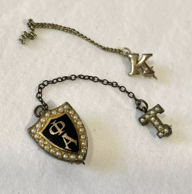 Vintage Phi Alpha Fraternity Sorority Pin Pearl Seeds Gold Filled