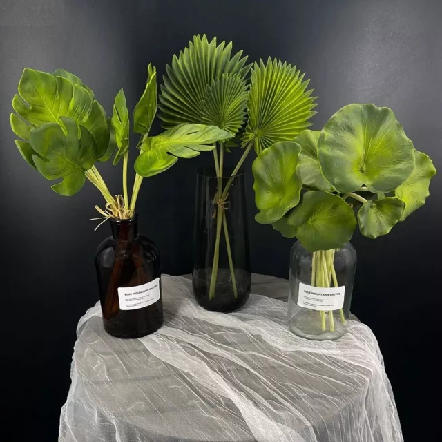 3 Pcs Nordic Monstera Leaves Lotus Leaf PU Artificial Plants Palm Garden Decor