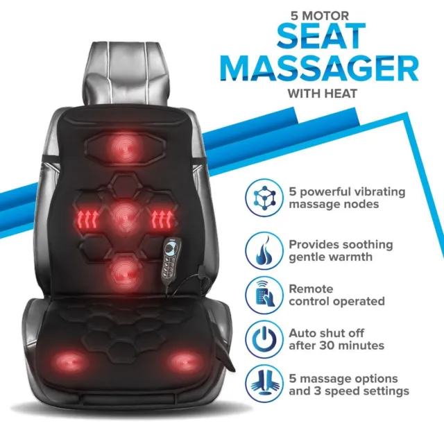 Car Seat Back Massager Heated Remote Control Massage Chair Home Van Cushion