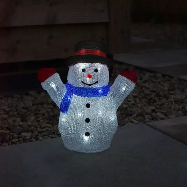 LED Snowman Christmas Decoration Acrylic Xmas Light Up Ornament Festive Frosty