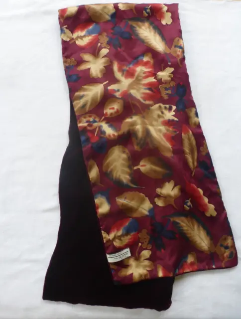 Vtg Elaine Gold Collection XIIX Burgundy Yellow Leaves Silk Scarf Velvet Lining