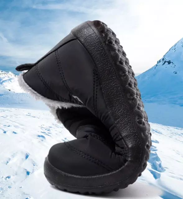 Mens Winter Snow Ankle Boot Fur Lined Waterproof Outdoor Flat Casual Ankle Shoes