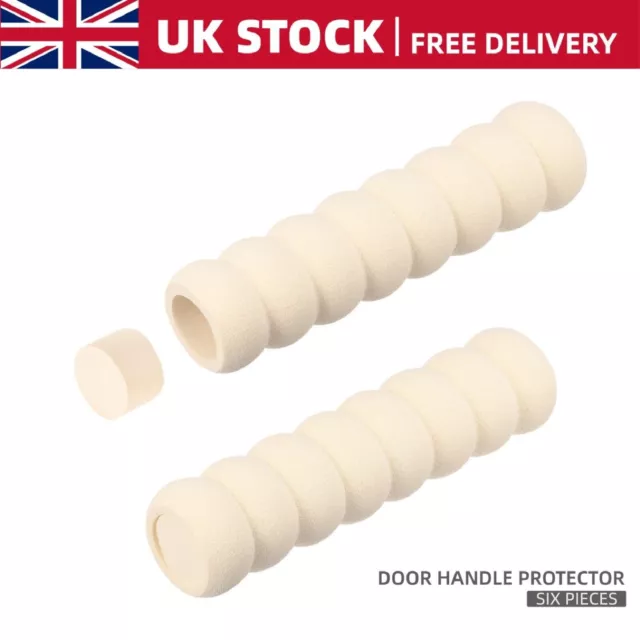 6PCS Kids Safety Door Knobs Soft Foam Baby Safety Door Handle Knob Guard (Beige)