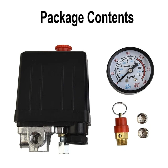 175PSI 4 PORT Air Compressor Pressure Switch Manifold Regulator