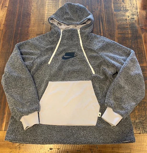 NIKE SPORTSWEAR SHERPA Atmosphere Grey Pullover Hoodie Womens