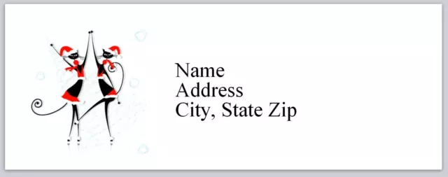 Personalized Address Labels Two Cats Dancing Christmas Buy 3 get 1 free (bx 345)