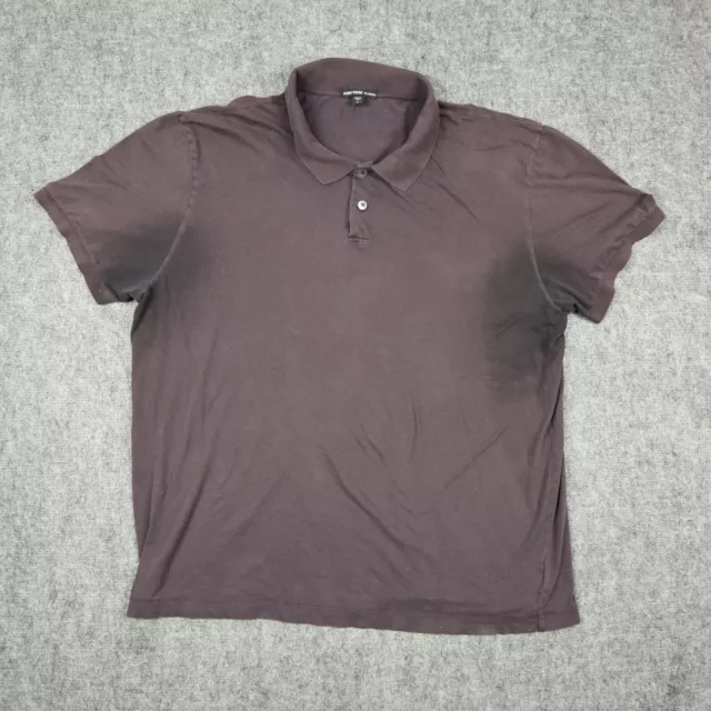 James Perse Polo Shirt Mens Large 3 Brown Red Lightweight Outdoors Short Sleeve