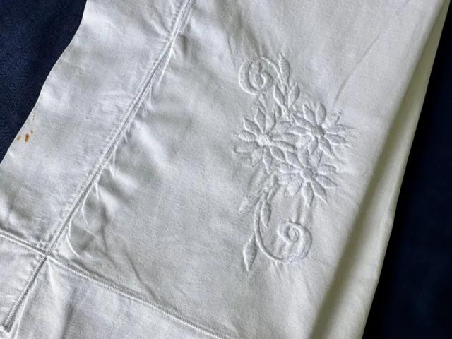 Vintage Cotton Pillowcase Machine Embroidery Flowers Waltons-Sears