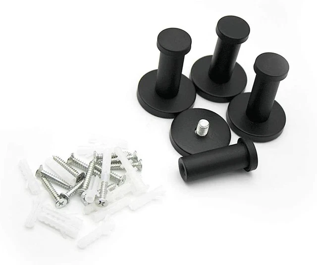 Gancho para ropa WJUAN negro mate, 4 unidades 53 mm gancho de armario redondo, andamio