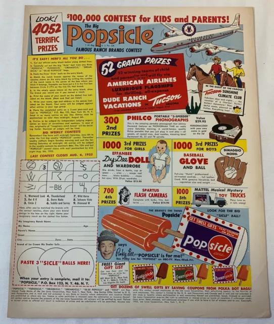 1955 Ghiacciolo Campagna Pubblicitaria Pagina ~ Pinky Lee