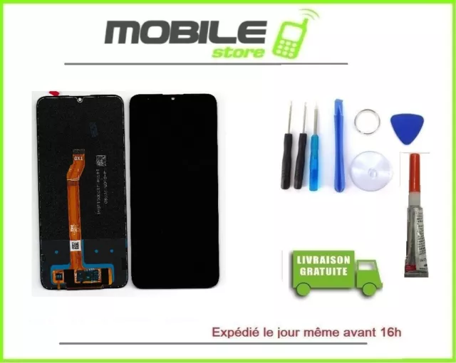 Ecran LCD + vitre tactile pour Honor X7 Noir + colle