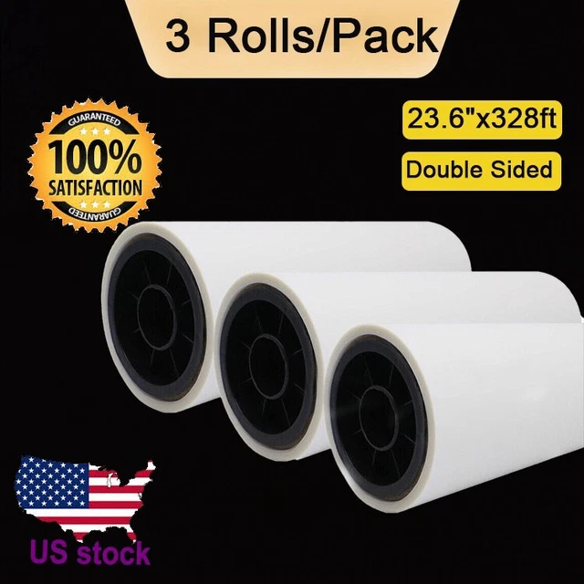 Bundle 3 rolls 23.6"x328ft DTF Transfer Film Pet Film - Double Sided Hot Peel