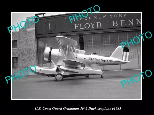 OLD LARGE HISTORIC AVIATION PHOTO US COAST GUARD GRUMMAN DUCK SEAPLANE c1935