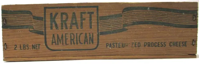 Vintage Kraft American Wood Cheese Box 2 lb Pasteurized Process Cheese #1
