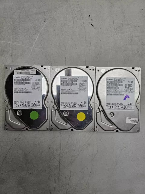 Lot of 3 Hitachi Deskstar 500GB SATA Internal Desktop Hard Drive HDP725050GLA360