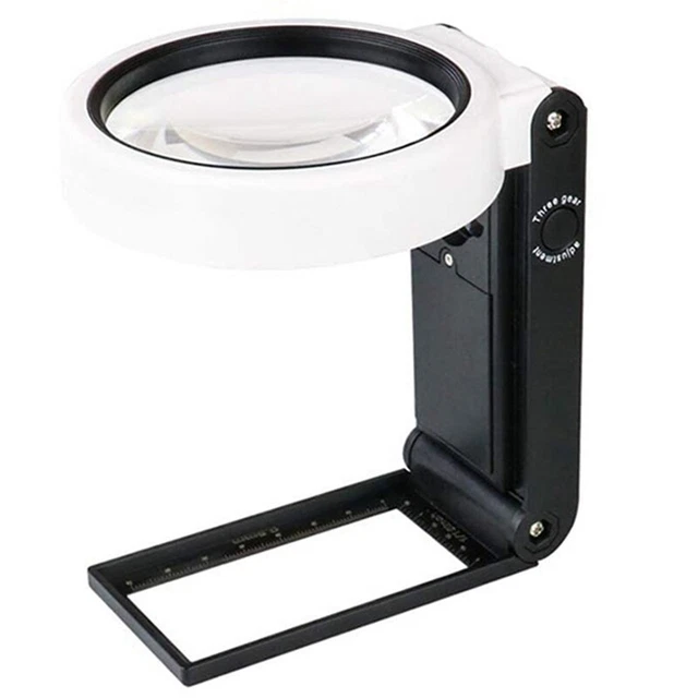 Lente di ingrandimento con luce e supporto, arredamento vivavoce 6X 25X pieghevole regolabile2843