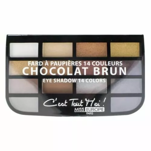 Fard à paupières 14 couleurs - chocolat brun - Miss Europe