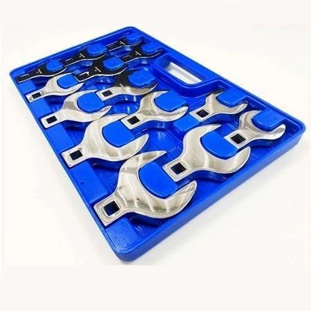 14pc 1/2 Inch Drive Metric Jumbo Crowfoot Wrench Set - 27mm To 50mm With Tray