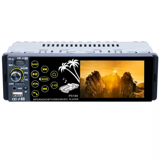 Car 1DIN MP5 Player USB AUX FM BT Stereo Audio Receiver W/Steering Wheel Control