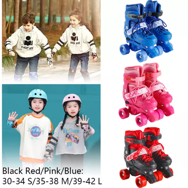 Kids Adjustable 4 Wheel Blue Quad Roller Skates Girls & Boys Adjustable Sizes