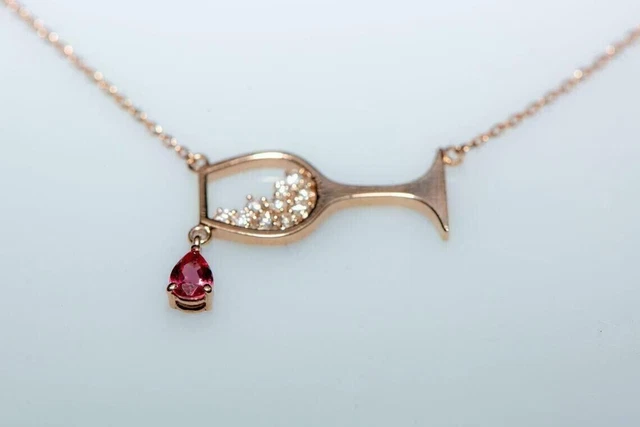 2.00 Ct Pear Cut Ruby Women's Red Wine Glass Pendant 14K Rose Gold Plated
