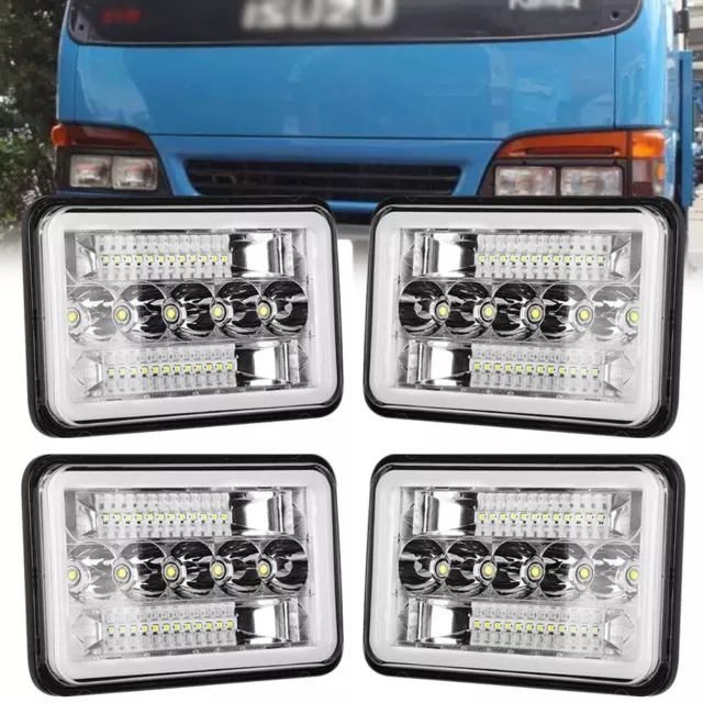 4PCS For Isuzu NQR NPR NPR-HD 4x6'' LED Headlights Hi/Lo Beam DRL Headlamp Bulbs