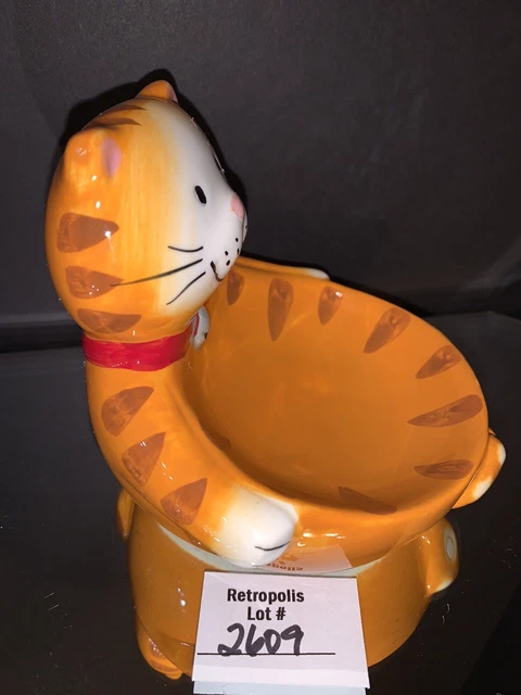 Striped Tabby Cat Orange Trinket Soap Candy Dish Boston Warehouse Trading