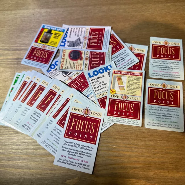 lots of vintage embassy cigarette focus vouchers points rare (Lot H)