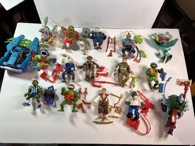 Huge Tmnt Lot With Vintage Teenage Mutant Ninja Turtles figures and accessories