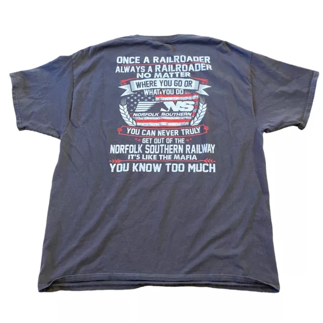Norfolk Southern Railroad Train Railway Man Cave Mafia Grey 2XL T-shirt VTG