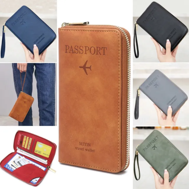 Unisex Travel Document Organizer Passport Wallet Case Family Holder ID Wristlet