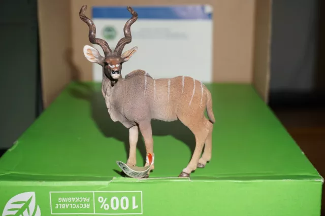 Schleich # 14645 Kudu Antilope, selten m. Fahne Raritäten NEU