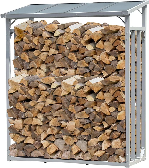 Scaffalatura in Alluminio per Legna Da Ardere, 130 X 70 X 185 Cm, 1,6 M³