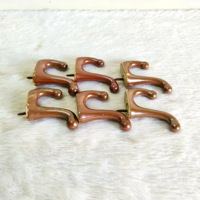 1940s Vintage Primitive Ceramic Wall Hanging Hook Hanger Decorative 6 Pcs C143