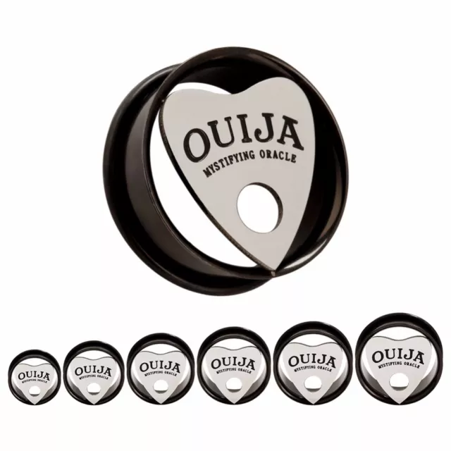 BLACK OUIJA BOARD Ear Tunnels Piercing Jewellery Plugs Gauges Metal Death TU134