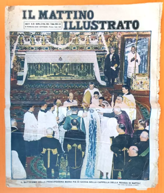 BATTESIMO MARIA PIA DI SAVOIA da IL MATTINO ILLUSTRATO  RIVISTA PRIMI 900-12173