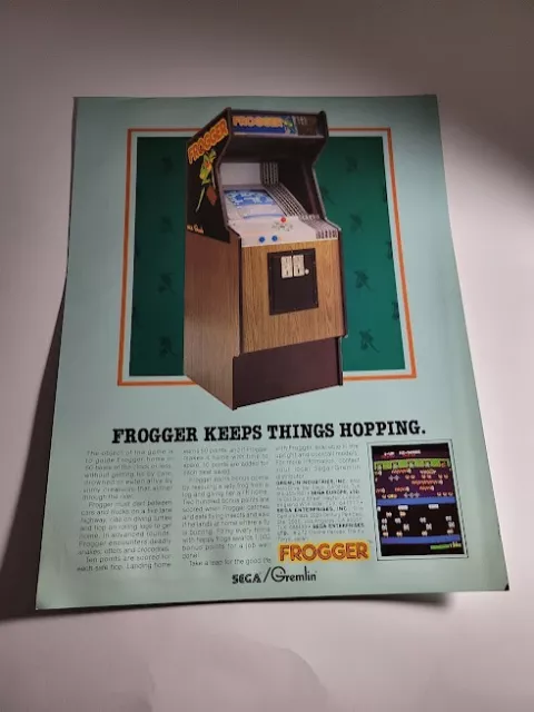 FLYERS   SEGA=FROGGER   Arcade Video Game advertisement original see pic