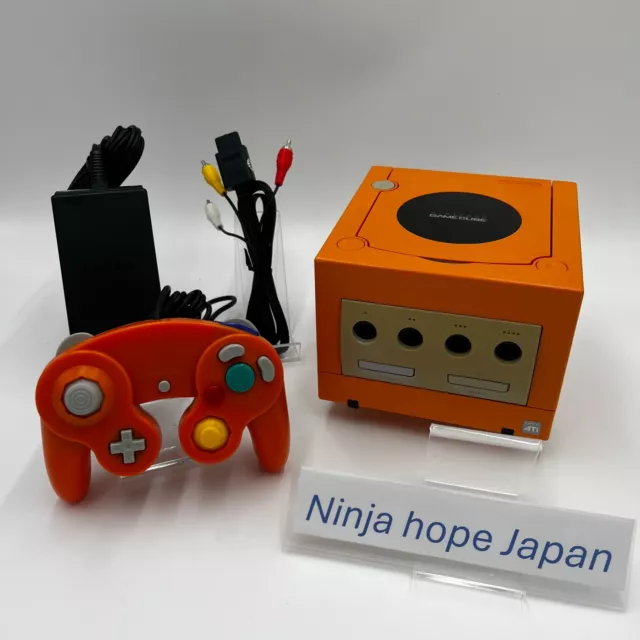 Nintendo GameCube DOL-001 Orange Console Set Tested Working Retro Game Japan F/S