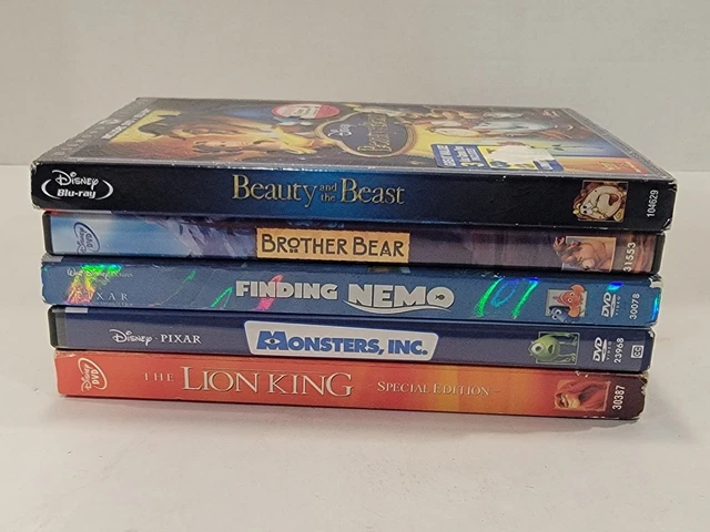 5 DISNEY DVD Lot Nemo, Monsters Inc, Lion King, Brother Bear, Beauty