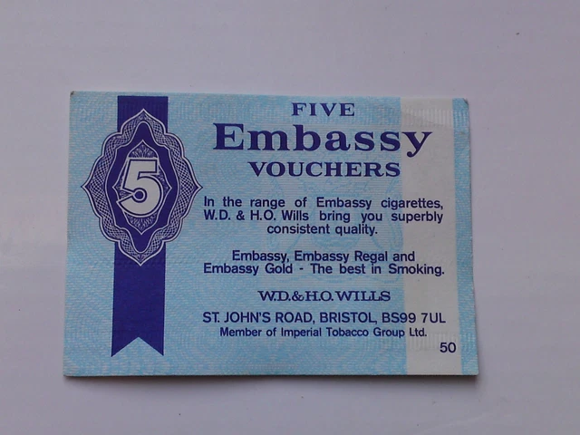 embassy cigarette coupon catalogue pdf VINTAGE EMBASSY TWO CIGARETTE VOUCHERS x 10 CARD INSERT / GIFT COUPON 1960s  £5.98