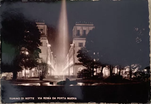 Cartolina Torino Notturno via Roma Porta Nuova viaggiata