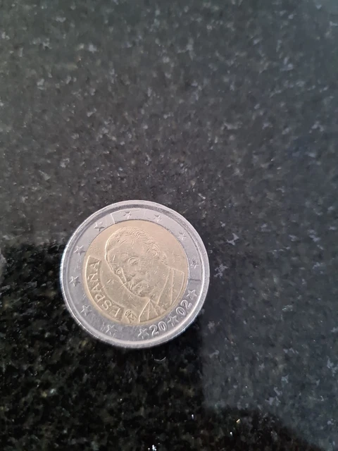 pièce de 2 euros rare  roi d espagne, 2002, bon etat