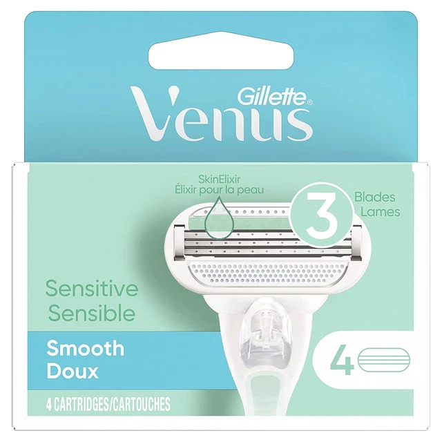 Gillette, Venus Lisse Sensible Cartouches, 4 Nombre Neuf Nip Lames
