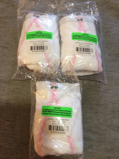 Lote De 3 Bragas Nuevas Selladas Señora Dignidad Lavables Incontinencia Blancas, Talla Xl/9