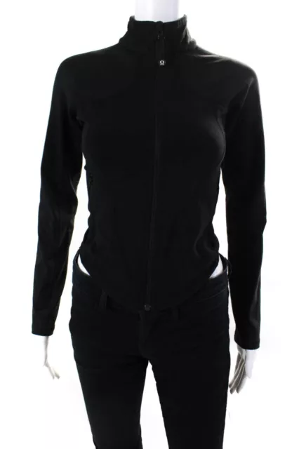 Lululemon Womens Long Sleeve Front Zip Mock Neck Jacket Black Size 4