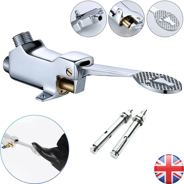 Single Floor Foot Pedal Control Switch Valve Faucet Automatic Cold Water Tap UK