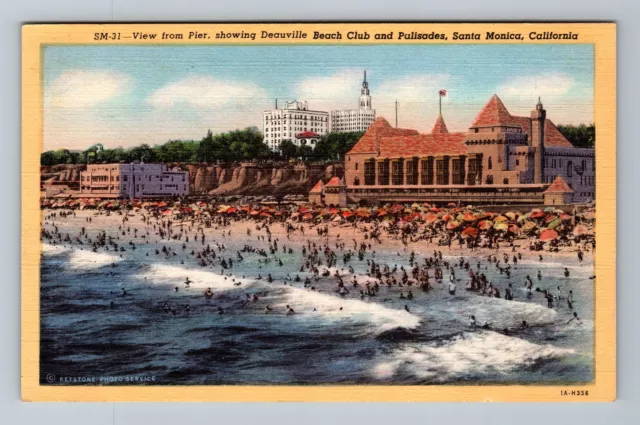 Santa Monica CA-California, Deauville Beach Club, Palisades, Vintage Postcard