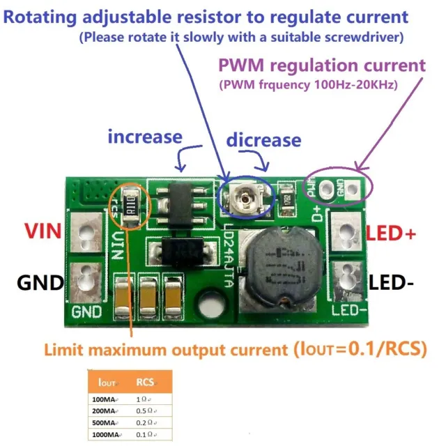 DC 6-24V 20W Multifunction LED Driver PWM Controller Step-down Constant Current