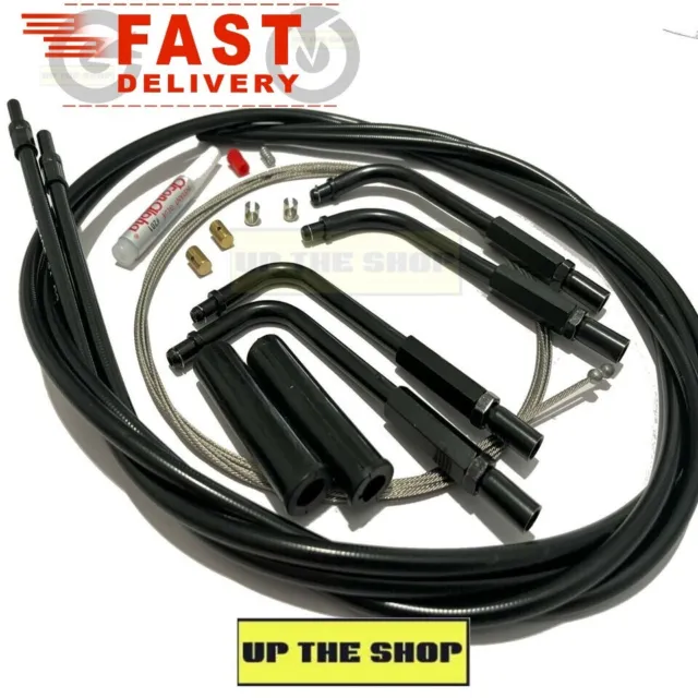 Venhill universal Harley V-Twin All black Throttle & Idle cables, Push fit