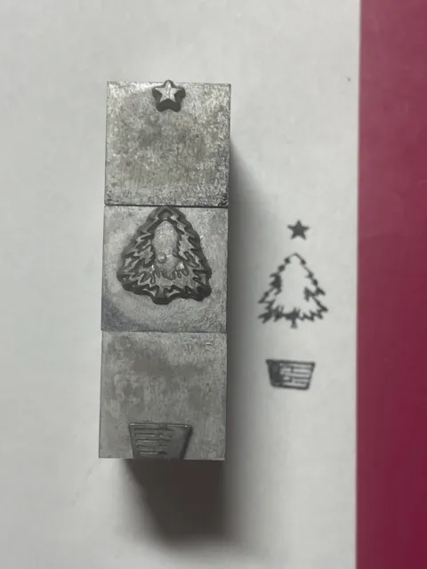 3 Piece Metal CHRISTMAS TREE Adana Xmas Block Print Type Letterpress Craft #9